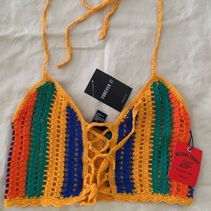 Forever 21 multi color crochet halter top
